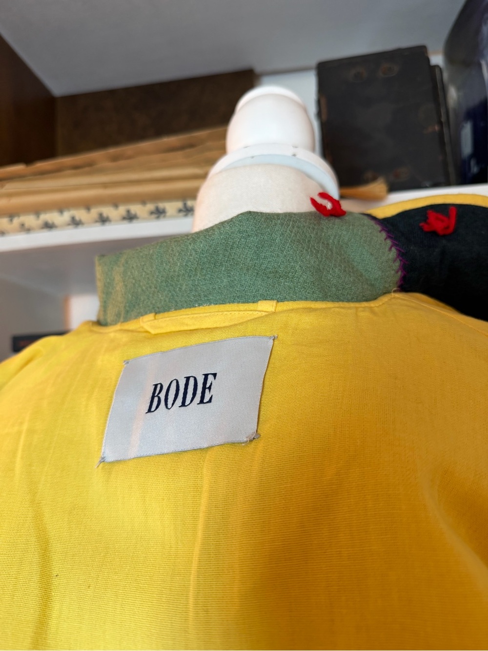 Bode Patchwork Multi-Color Jacket with Red Accents - Picture 6 of 6